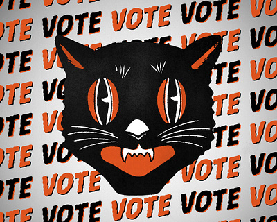 VOTE black cat halloween illustrator orange photoshop vintage vote vote2020