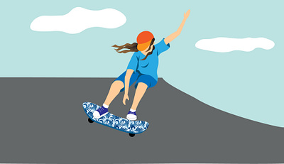 A girl on skateboard design illustration