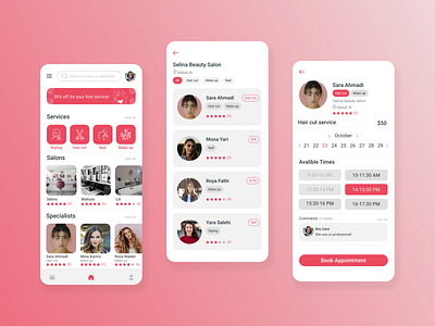 Beauty salon app appointment barber beauty beautysalon booking figma ui ux women