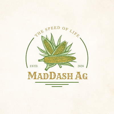 MadDash Ag Logo Design agriculture artwork branding corn hand drawing hand drawn logo sketch vintage