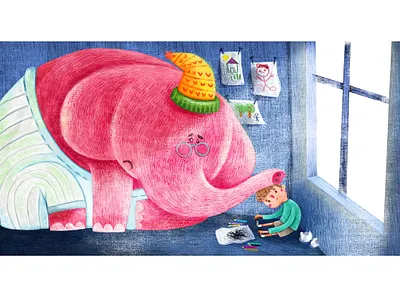 elephant digital painting flat illustration girl illustration illustration