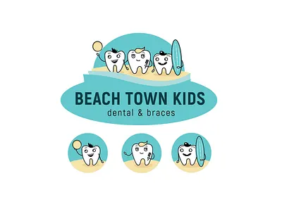 Beach Town Kids dental kids logo vector