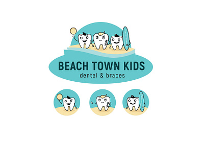 Beach Town Kids dental kids logo vector