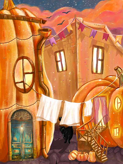 Pumpkin street animal book cover bookillustration children book illustration childrens book childrens illustration design illustration illustration art procreate