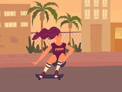 Let's go skateboarding! city cityscape design flat flat illustration fun ghetto girl illustration illustration art los angeles skate skate art skateboard skateboarder skategirl vector vector art vector illustration