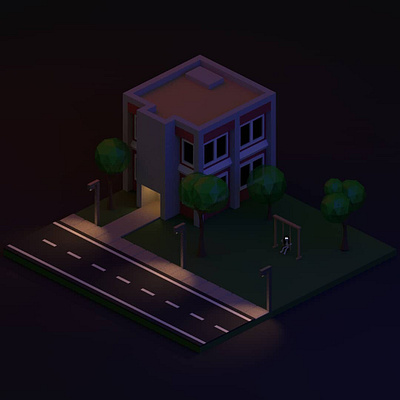 Apartment and Road building design simple sketch