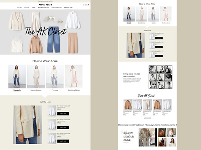 ANNE KLEIN // AK CLOSET cms ecommerce hero landing page shopify ui uiux design web design