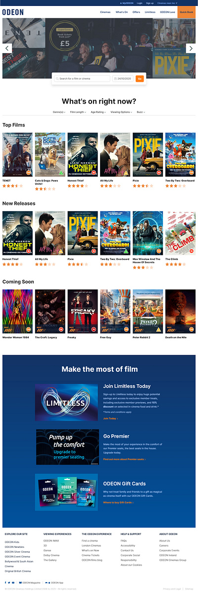 Odeon Cinemas Website Concept branding design ui website website concept