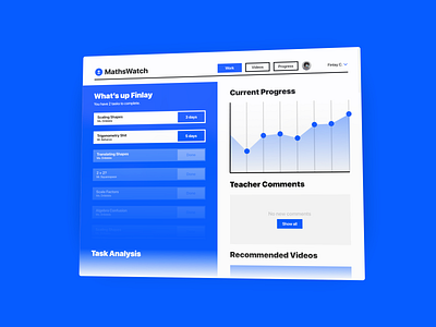 MathsWatch Redesign | First Web Design Practise branding design graph logo maths page progress tasks ui ux watch web web design