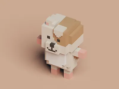 Voxel dog 3d dog lowpoly magicavoxel voxel voxelart