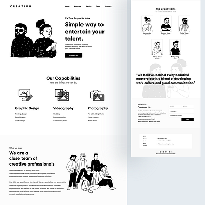 Creation - Creative Agency Landing Page Design design illustration landing page landing page design ui uidesign user interface web design webdesign website website design