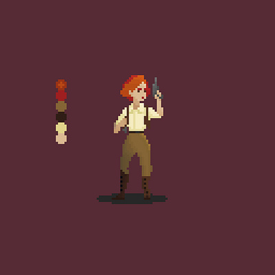 Gunslinger character design game art illustration pixel art