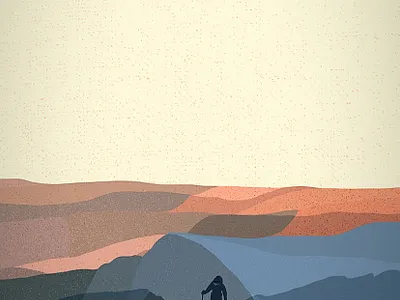 Mountain hiking scene // Cader Idris digital illustration dusk hiking illustration layering mountain procreate procreate art