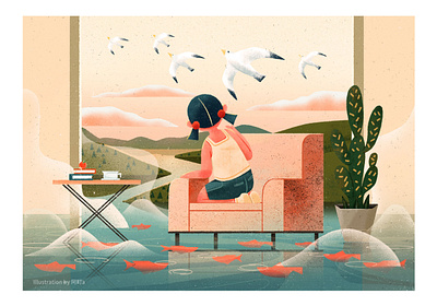 After the rain design girl illustration