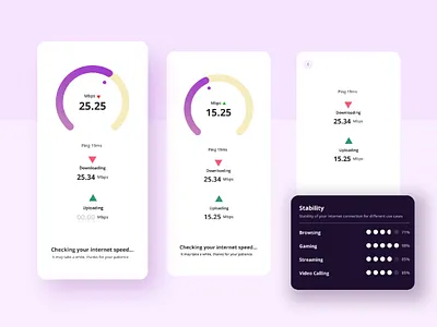 Network speed check app UI adobexd android androiddevelopers appdesign application figma ios productdesign prototype smartphone ui uiux ux visualart visualdesign webdesign webstagram