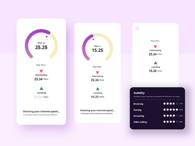 Network speed check app UI adobexd android androiddevelopers appdesign application figma ios productdesign prototype smartphone ui uiux ux visualart visualdesign webdesign webstagram
