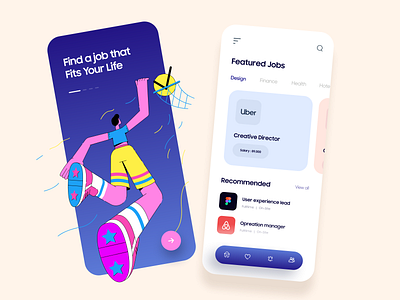 Find a Job App Design 2d animation app app design application category creative design find job illustration job app job application minimal mobile product design typography ui ui ux ui design ux