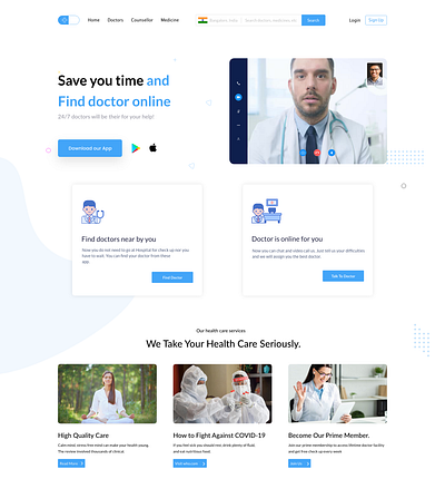 Online doctor consultation web interface 2d branding clean dispensary doctor healthcare hospital illustration interaction design medical online doctor tablets ui ux website website design