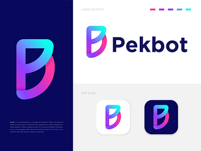 Pekbot Logo Design - (P+B) Letter (Update) 2d abstract logo b logo brand identity branding agency branding and identity branding design colorful logo gradient logo lettermark logo and branding logo design logo designer logodesign modern design modern logo p letter p letter logo pekbot logo symbol