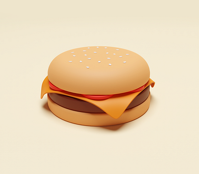 Burger 3d bbq blender bread burger cinema4d food illustration matte maya meat menu pastel tomato ui ux warm web yellow