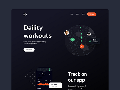 Daility workout landing page app desktop home kit landing minimal mobile sport ui ui kit ux web webdesign website workout