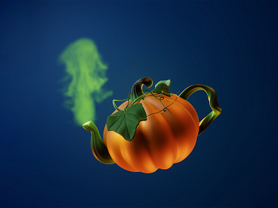 Pumpkin Tea 3d 3d art cgi concept digital dribbbleweeklywarmup helloween illustration pumpkin render