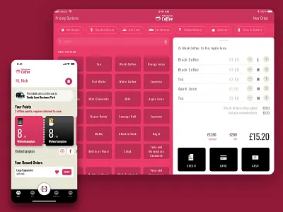 Really Awesome Coffee EPOS app branding epos ios loyalty card mobile ui