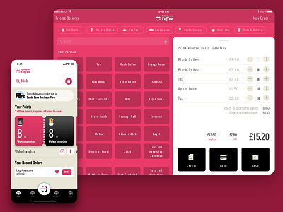Really Awesome Coffee EPOS app branding epos ios loyalty card mobile ui