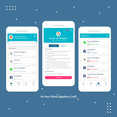 Job Finder App app design designchallege designcritique job finder job seeker job vacancy madewithfigma mobile app design ui uiuxdesign ux