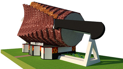Doner and Kebab Saloon building design isometric simple sketch