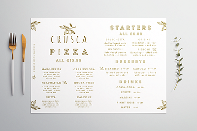 Crusca menu branding icon logo design menu menu card menu design minimal modern design restaurant restaurant branding typogaphy ui