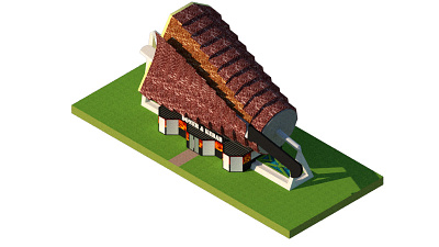 Doner and Kebab Saloon 2 building design isometric simple sketch
