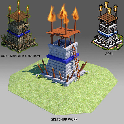 Sentry Tower in Age of Empires building design isometric simple sketch