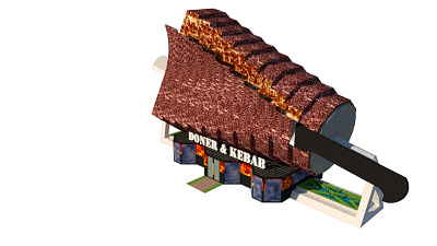 Doner and Kebab Saloon 4 building design isometric simple sketch