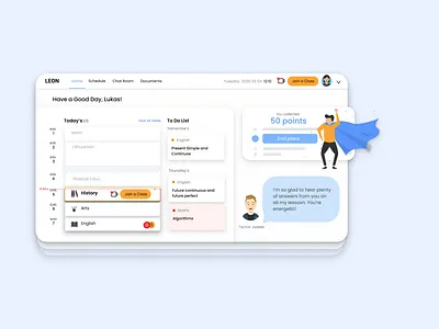 Online School - Home Page assignment blue design homework lecture lectures online online school playful schedule student teacher test to do list ui ux video call white