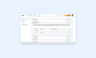 Online school - Documents Page dashboad design documents education learn online material online learning online school school school app ui ux