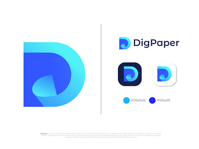 (D+P) Logo concept for DigPaper brand identity branding branding design d d logo d mark design gradient logo letter logo logo logo design branding logo designer logotype modern logo p p logo p mark paper logo professional logo designer vector