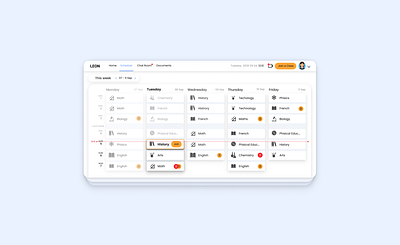 Online School - Schedule Page assignment dashboad education homework learn online online online learning online school schedule test timeline timetable