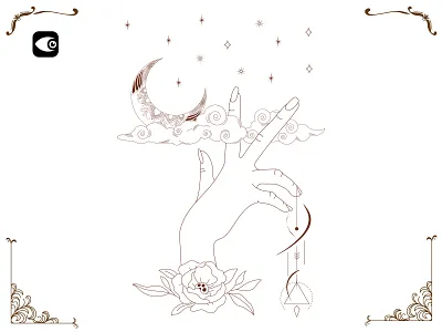 Hand on Cloud with Moon