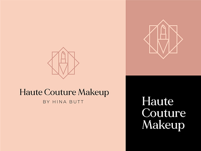 Haute Couture Makeup brand identity branding fashion feminine icon logo makeup makeup artist minimal oman outline logo pink