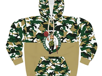 Boston Celtics Camouflage Hooded Sweatshirt apparel design celtics custom nba clothing fan gear mens clothing nba clothing nba gear nba streetwear nba sweatshirt