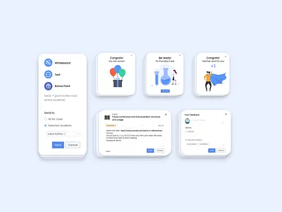 Online School - Components blue cards component congrats design learn online modal box modals online school tasks ui ux