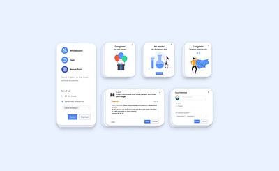 Online School - Components blue cards component congrats design learn online modal box modals online school tasks ui ux