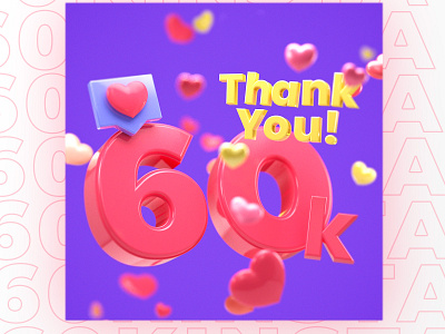 60k Instagram Followers Visual 3d c4d instagram instagram post socialbakers