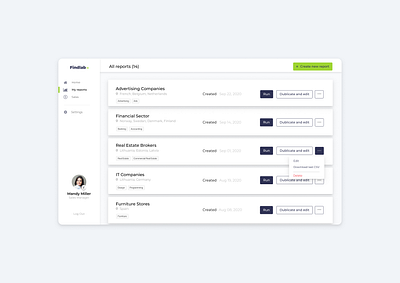 UX/UI Project - Dashboard Tool for Sales Managers contacts dashboad dashboard design design donwload edit green managers marketing reports sales tags tool ui ux