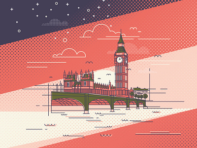 LONDON ART big ben city color colorful colors illustraion illustration illustration art illustrations illustrator london london bridge london underground monoline sunset sunsets vector vector art vector illustration vectors