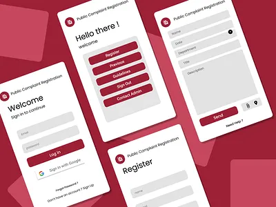 Public Complaint Registration App android apk app app design application complaint figma minimal mobile app design registration ui ux