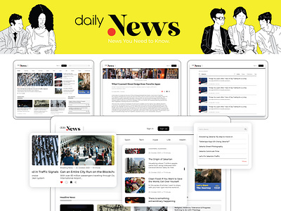 News Site (Daily News) - Design Concept adobexd app design figma illustration logo ui website