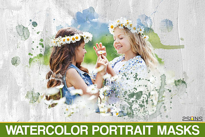 20 Watercolor Portrait Masks - Clipping Masks - Watercolor Overl 2suns clipping mask digital backdrop photo overlay photoshop effect photoshop overlay photoshop textures png frames png overlays portrait mask watercolor brushes watercolor overlay watercolor png watercolor portrait watercolor texture wedding overlay