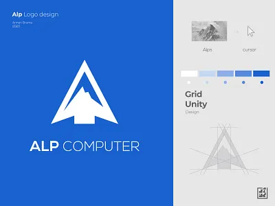 Logo Design Alp Computer arman shamsi blue blue logo brand branding freelance designer icon identity logo design logo designer logo designs logodesign logotype mark minimal logo minimalist logo modern logo mountain mountain logo symbol